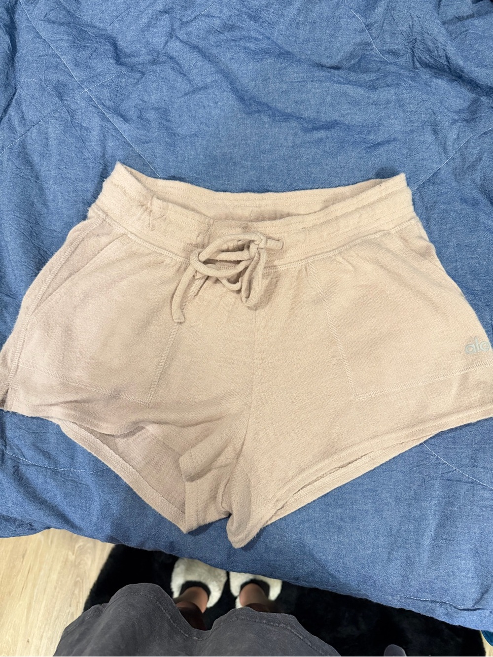 Soft pink ALO Brushed fleece shorts